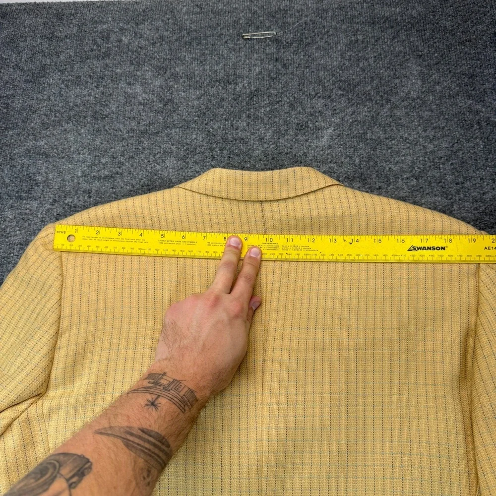 Ermenegildo Zegna Cashmere Blazer Jacket Mens 52 IT 42 US Yellow Pinstripe Vtg